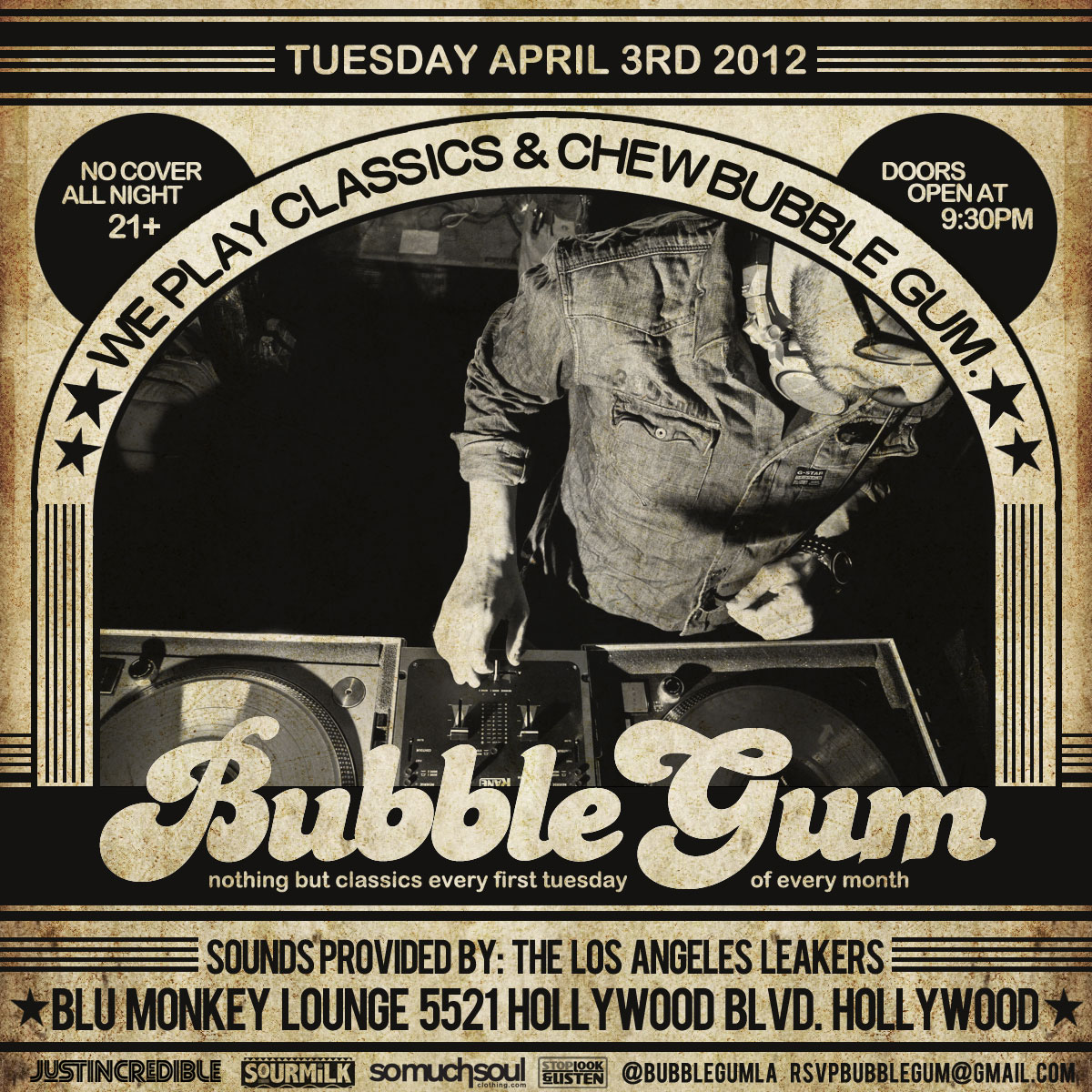 Event: Bubble Gum at the Blue Monkey Lounge, April 3rd