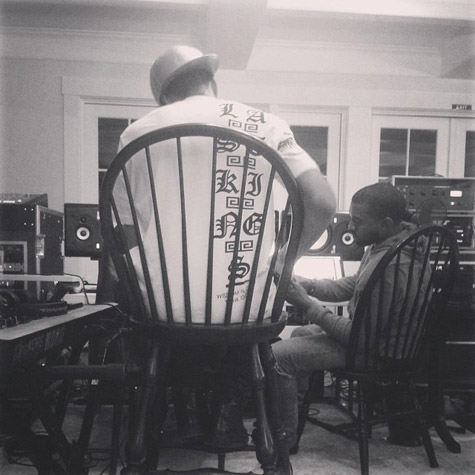 Tyga Hits The Studio With Kanye West (Pictures)