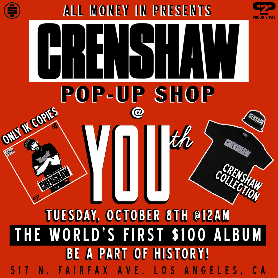 1,000 Hard Copies of Nipsey Hussle’s ‘Crenshaw’ (Event)